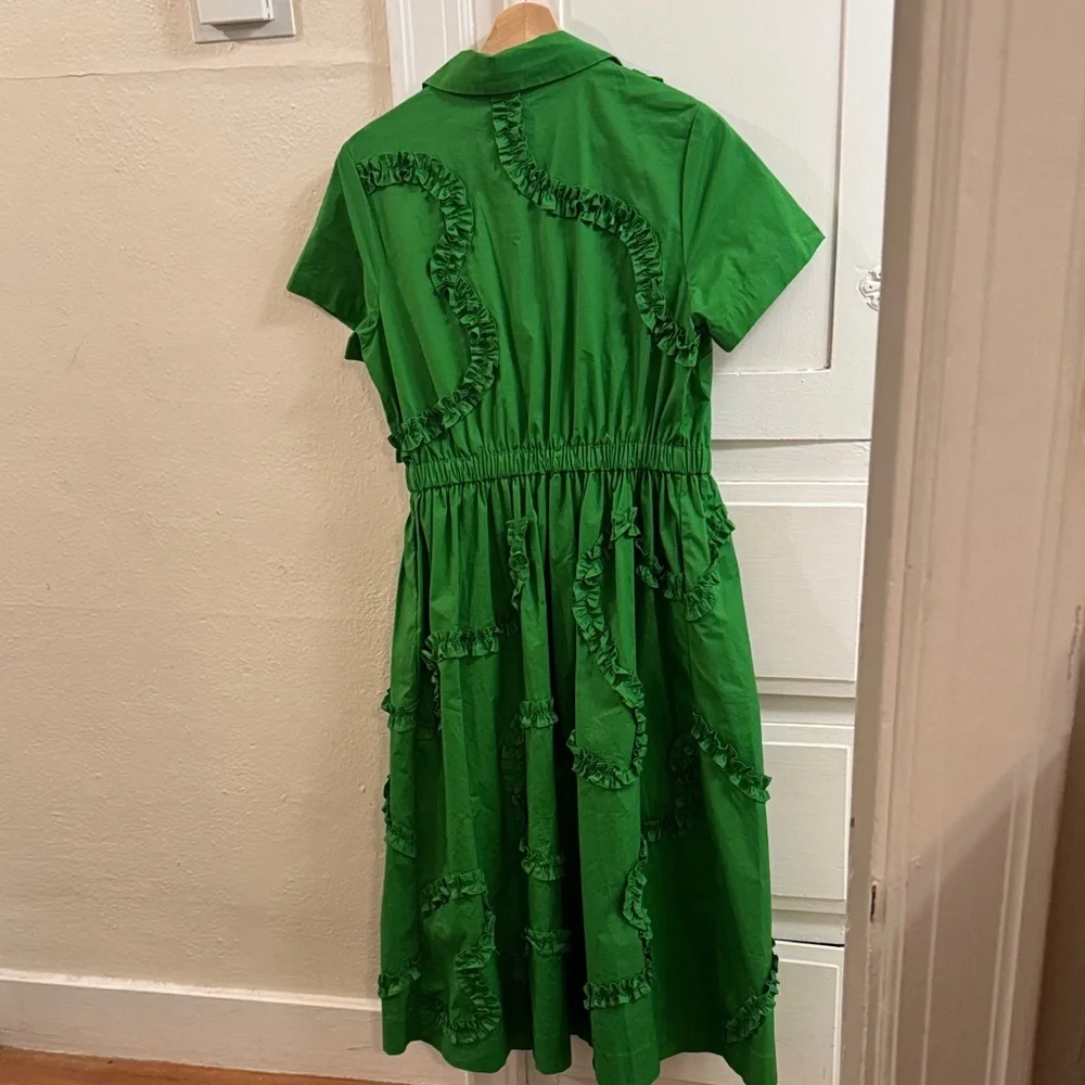 kate spade Bright Green Ruffle Shirt Midi Dress